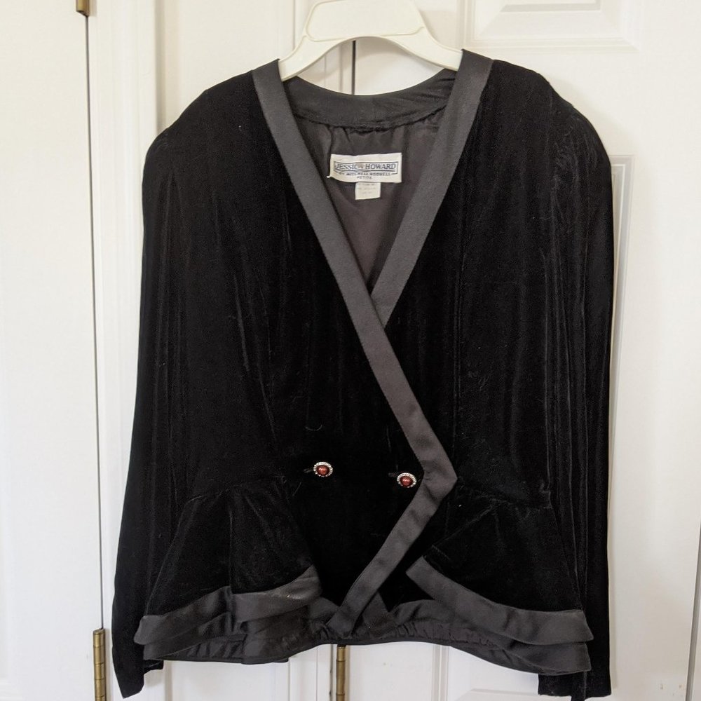 Vintage Velvet Peplum Jacket and Skirt